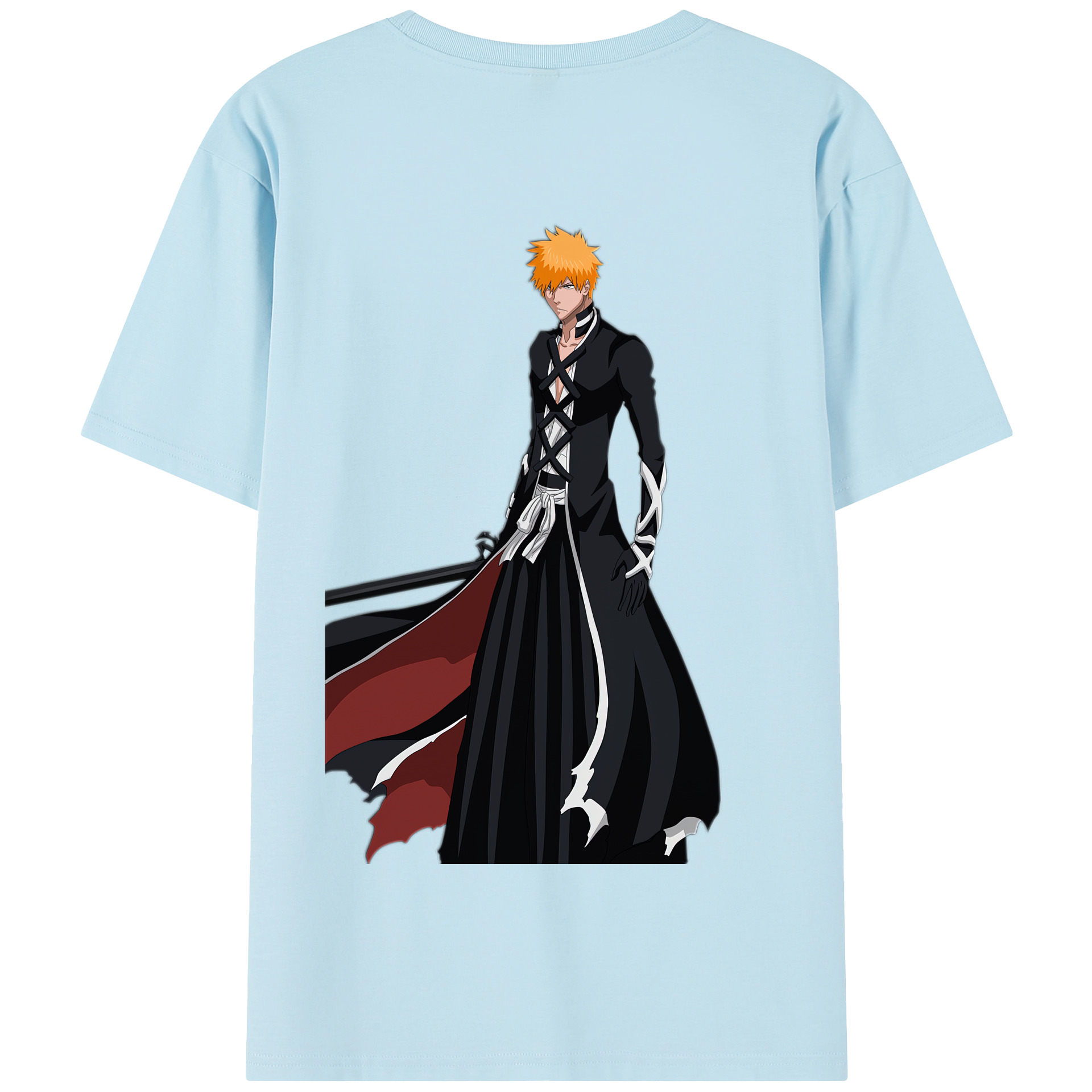 （画像用） ブリーチ 黒崎一護（くろさき いちご）BLEACH Kurosaki Ichigo 綿100％半袖Tシャツ（背面プリント）
